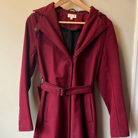 Mia Melon Belted Raincoat - Red, Size Small - Picture 6 of 7